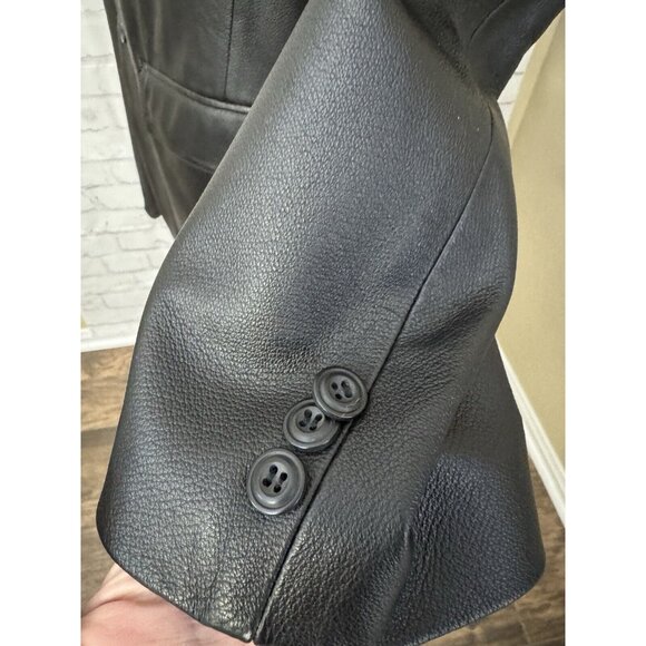 Stafford Black 100% Genuine Leather Blazer Sport Coat Mens XL 3 Button Preppy - Picture 3 of 16